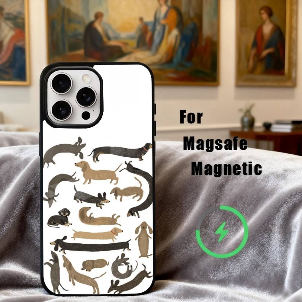 D-Dachshund S-Silhouette ART D-Dog Phone Case For iPhone17,16,15,14,13,12,11 Plus,Pro Max Magnetic For Magsafe Wireless Charging