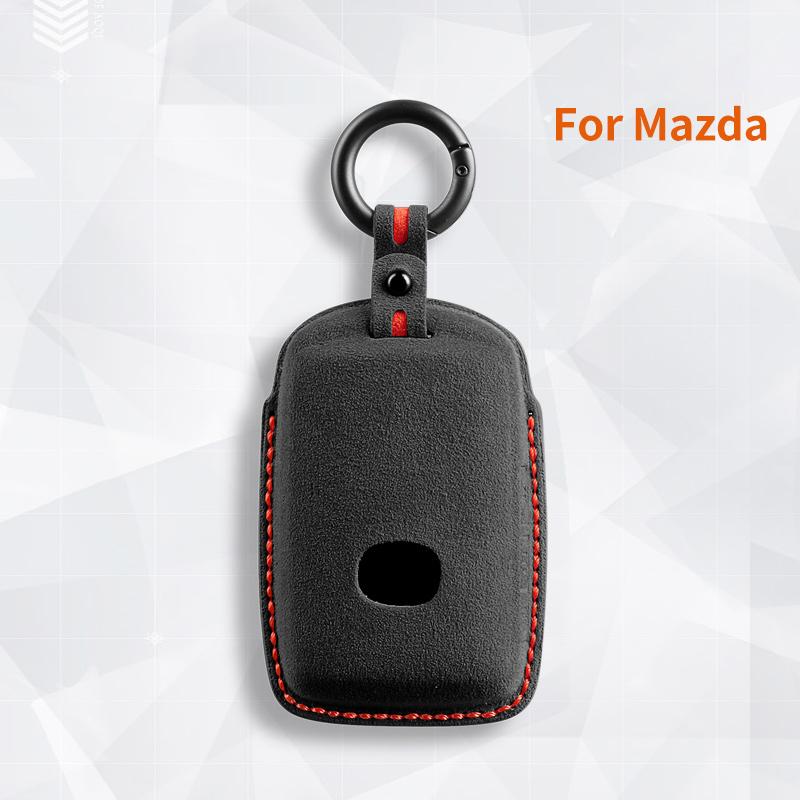 Top Suede Car Key Case Cover Shell For For Mazda 3 Alexa Cx30 Cx-50 Cx-5 Cx5 Cx3 Cx-3 Cx8 Cx-8 Cx9 Cx-9 Protector Keyless Fob