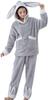 SYitong Winter Long Sleeve Solid Adult Flannel Top and Bottom Set with Rabbit and Bear Designs Size Women's Loungewear, Cute, Soft, Simple, Color,