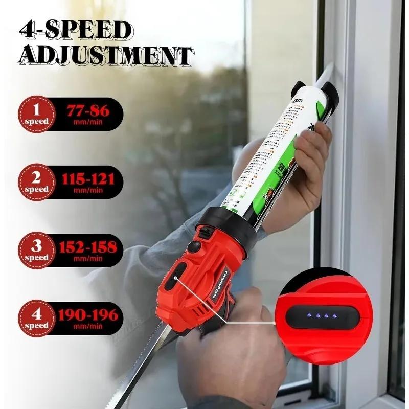 AKX-51 Cordless Seam Filling Caulking Gun 300ml Capacity LED Light 18V Lithium Battery Automatic Glue Dispensing (No Battery)