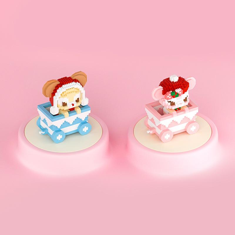 Kawaii Train Disney LinaBell Gelatoni Micro Building Blocks Funny Duffy ShellieMay Mini Diamond Brick Model Toys For Kids Gift