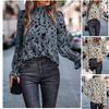 Autumn Winter New Women's Blouse Long Sleeve Mock Neck Loose Fit European American Style Cross-Border