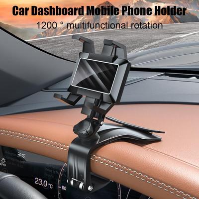 Universal Car Phone Holder Stand Dashboard Car Clip GPS Display Rotating Phone Bracket Mount 1200° Support Mobile N0N6