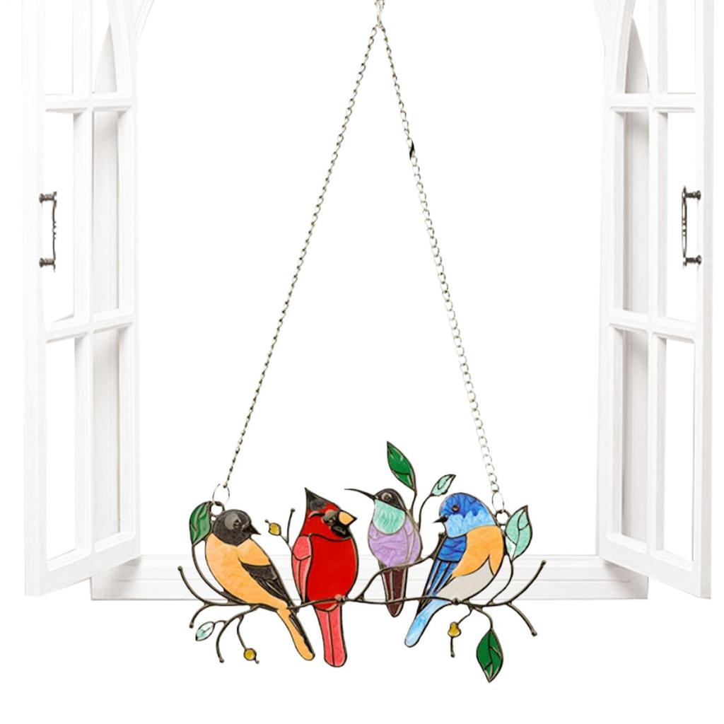 Creative Window Panel Glass Birds Závěsný lapač okenních panelů Doplňky bytových dekorací Dekorace pokojů