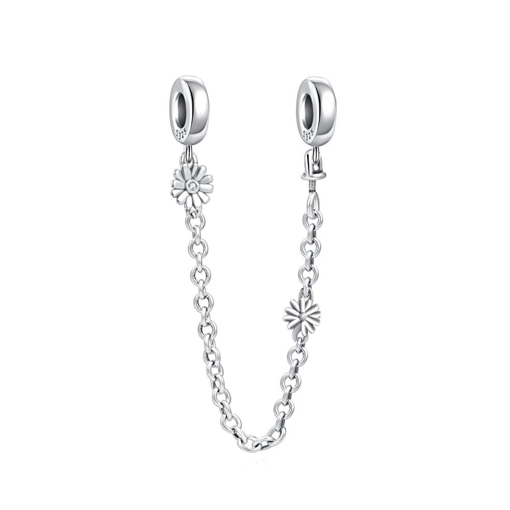 Coppersparkling Clear Sparkle Flower Butterfly Safety Chain Charm Bead Fit Original Pendant Diy Jewelry For Women