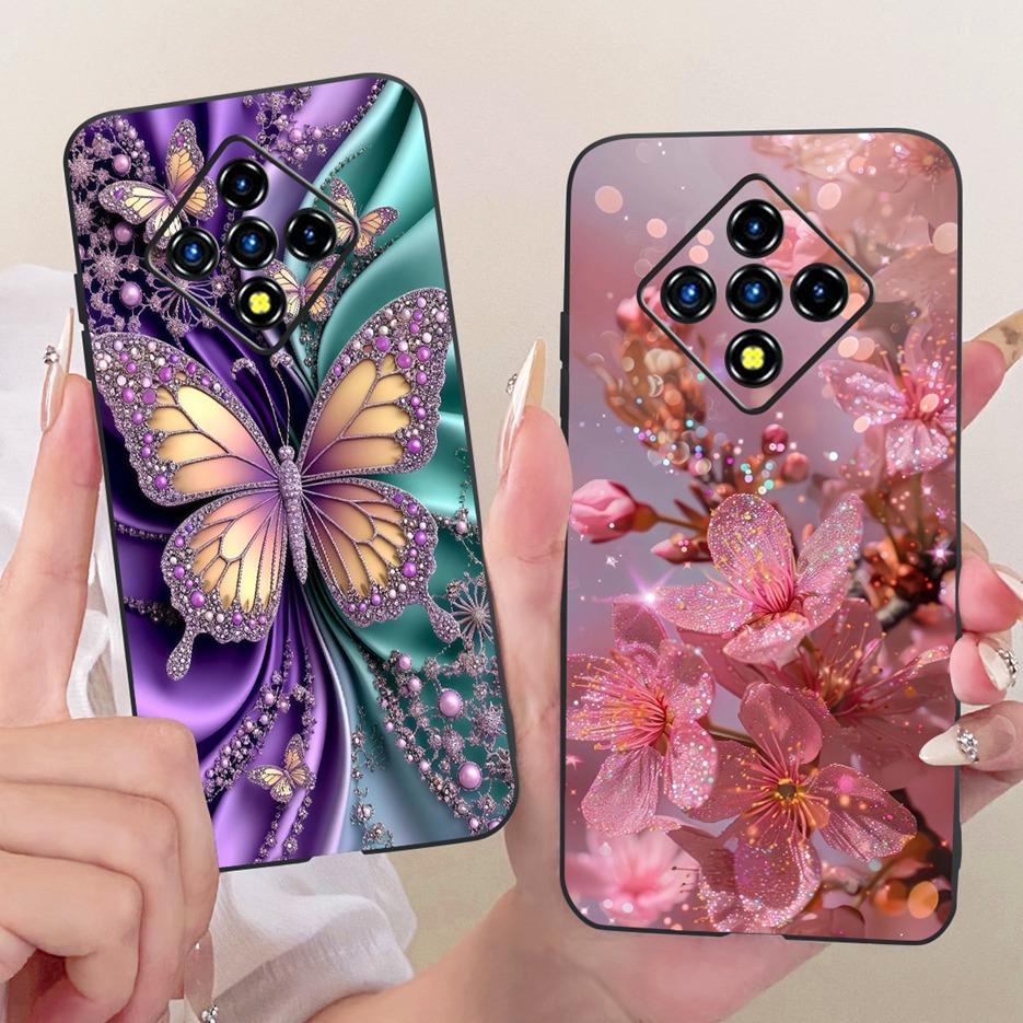 For Infinix Zero 8 Case X687 Stylish Flowers Butterfly Painted Cover Soft Slim Phone Case For Infinix Zero 8i Zero8 i X687B Bags