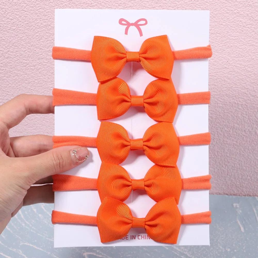 5/6Pcs Girls Solid Color Bowknot Headband For Baby Kids Grograin Ribbon Headwear Hair Bands Infant Hair Accessories