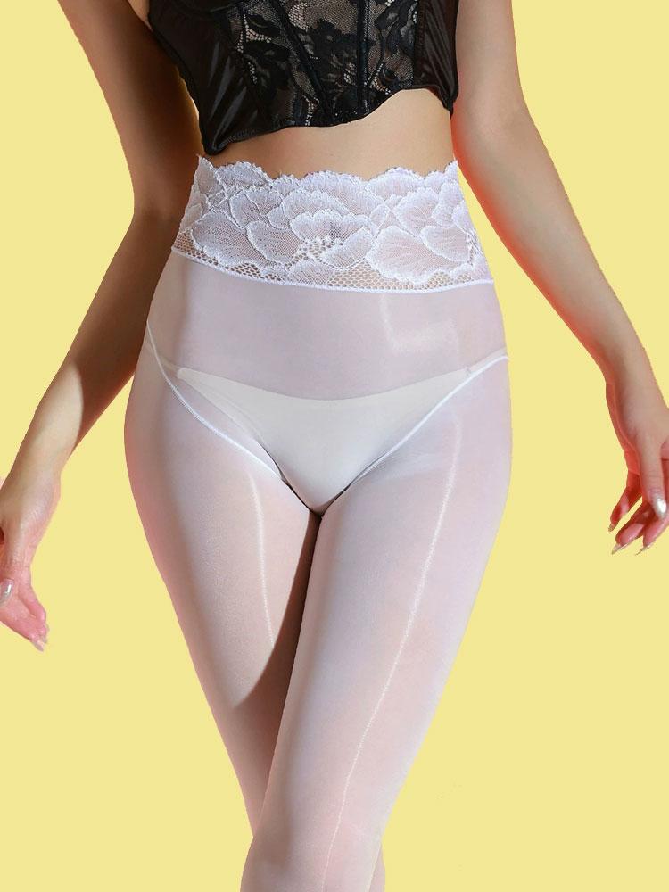 Spitze Hohe Taille Nahtlose Strumpfhose Mode Druck Strumpfhose Dünn Öl Glänzend Glänzend Strumpf Frau Formende Lingerie Strumpfhose