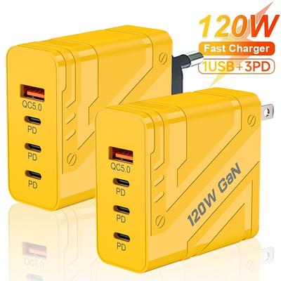 120W Fast Charging Type-C Quick Charge3.0 PD USB Charger Adapter for IPhone 16 15 Xiaomi Samsung EU/US Plug Phone Wall Adapter