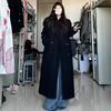 Women's Black Wool-Blend Thickened Coat - Autumn/Winter, Korean Style, High-End Loose Fit