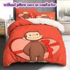 Curious GeorgePattern Bedding Quilt Set Quilt Cover Pillowcase Home Decoration Birthday Gift (1 * duvet cover + 2 * pillowcase, without core)