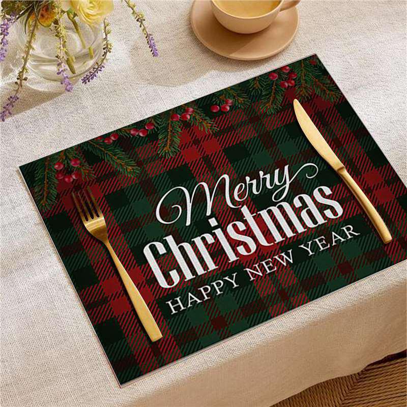 Jolly Christmas Linen Placemats - Stain-Proof, Heat-Resistant Holiday Table Decor