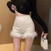 Sexy American Style High Waist Fuzzy Bodycon Booty Shorts for Women