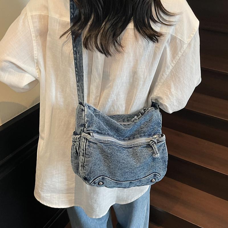 Denim Bag Women's Large Capacity Shoulder Crossbody Bag Vintage Commuter Bag