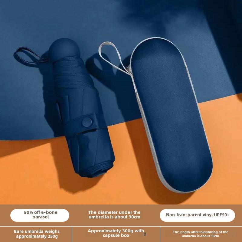 Compact Dual-Use Capsule Umbrella: Portable, Foldable, Lightweight, Sun & Rain Protection