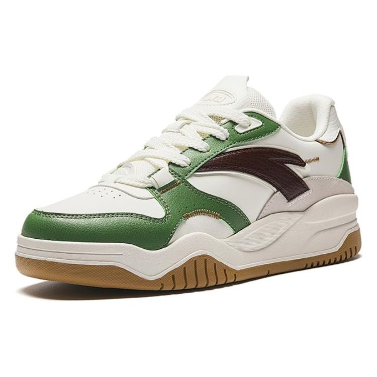 Anta Wave Shoes Thick Sole Non-Slip Increased Height Low-Top Skate Shoes Men Sneakers White Green 912348003-8
