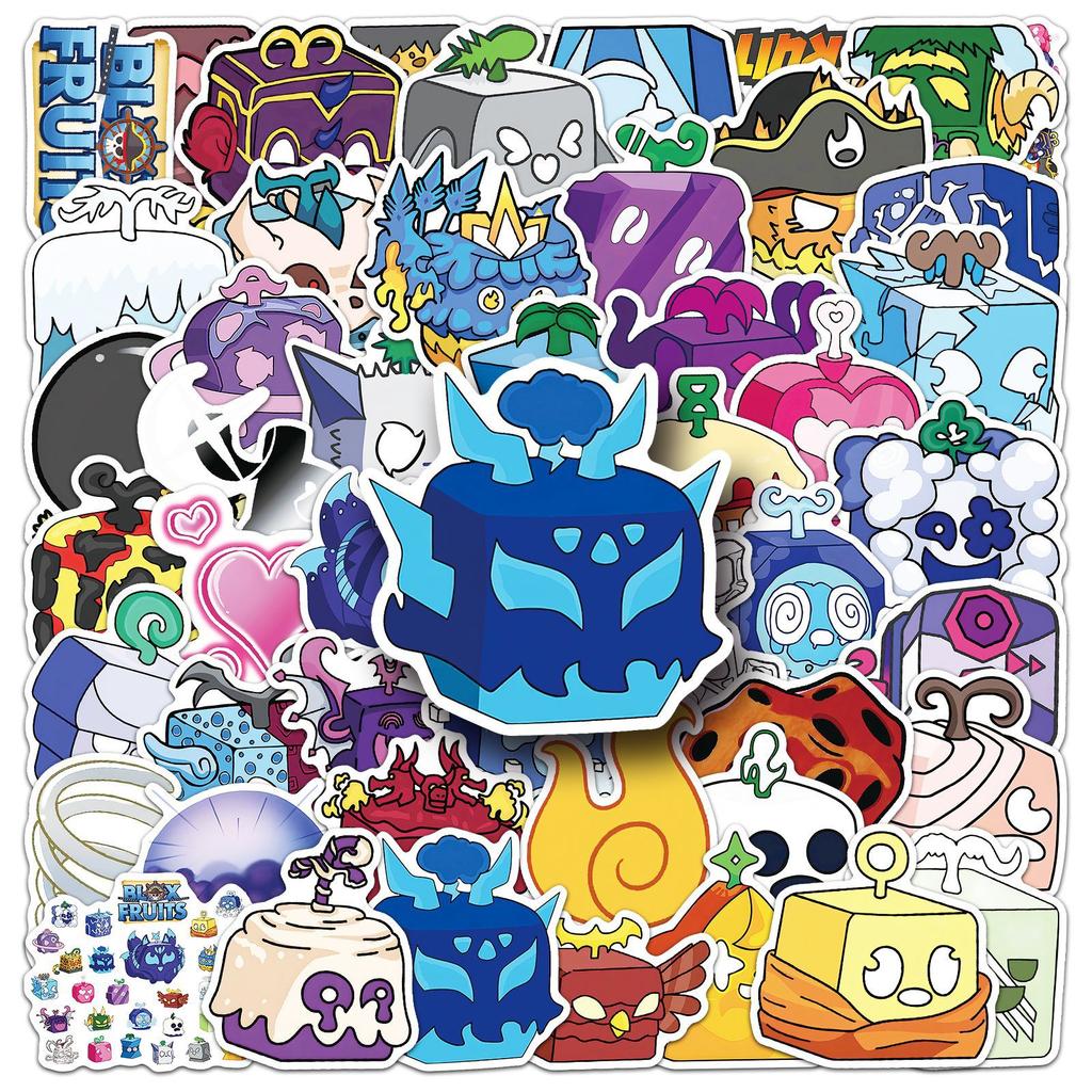 50 Blox Fruits Graffiti Stickers Personalized Cartoon Game Decoration Mobile Water Cup Computer Stickers