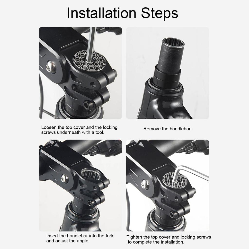 CNC Alloy Bike Front Fork Stem with 22mm Shock for Road and Mountain Bikes Stem, 28.6" Stroke, (Black)