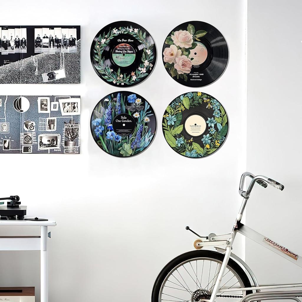 Hippie Decor, Posters for Room Aesthetic - Botanical Wall Art, Record Decor, 4 Pcs 12"