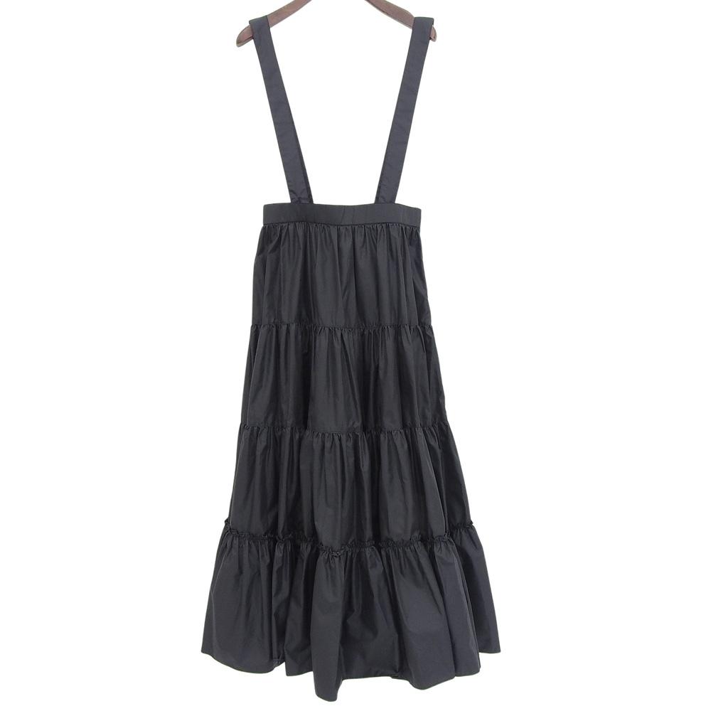 cygne Women's Long Tiered Skirt with Overalls, Black, 1 skirt 1 blackUsed