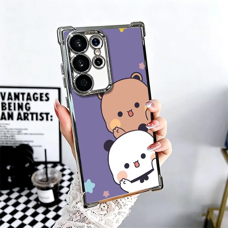 Bubu Dudu Cartoon Cute Plating Phone Case For Samsung Galaxy S24 S25 FE S26 Edge S23 Ultra S22 S21 Plus S20 Anti-Fall Airabag Co