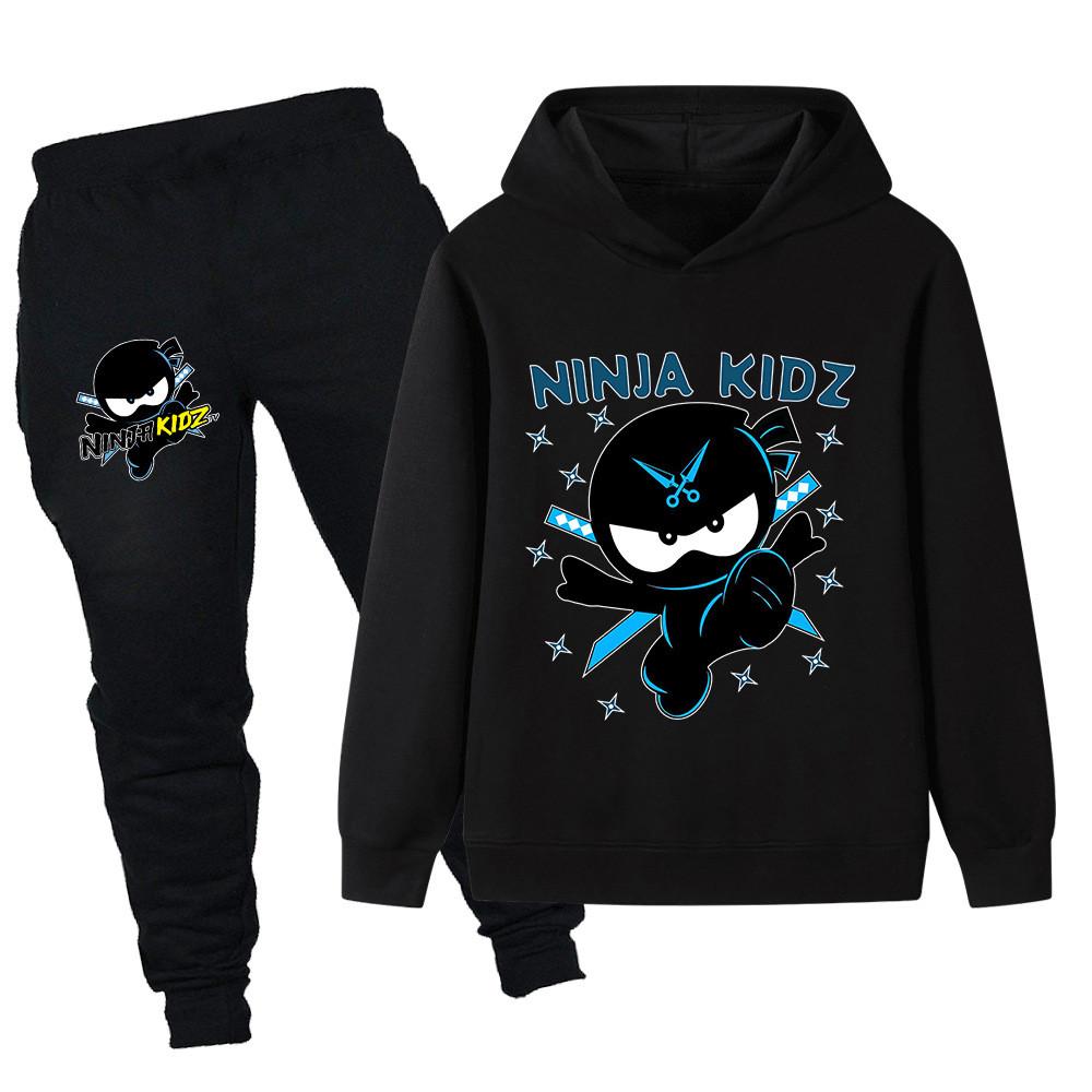PB1176 Kids Boys Girls NINJA KIDZ Printed Long Sleeves Hoodie Pants Sets 110cm
