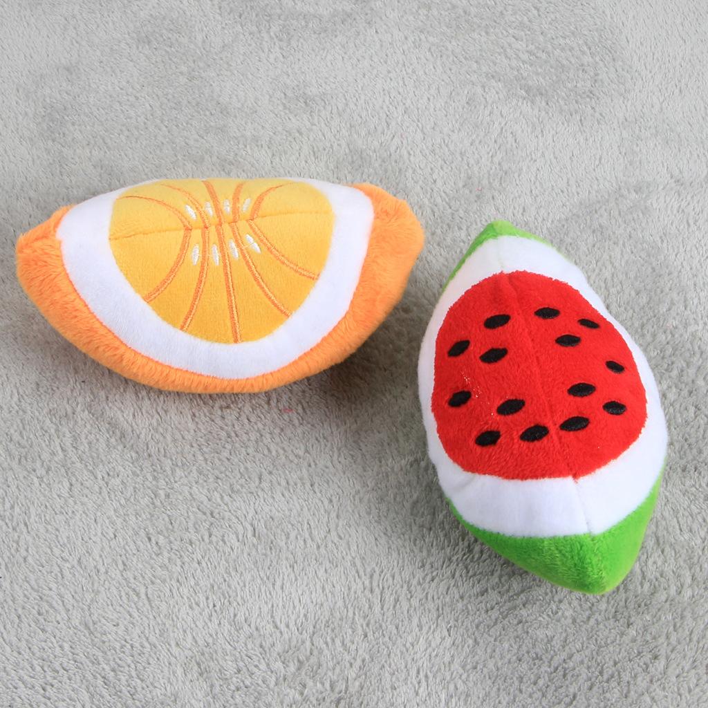 2026 Fruit Dog Toys Squeaker Plush Chew Toy for Small Dogs Training Perros Soft Squeeze Sound Cute Banana Watermelon Pet Accessories