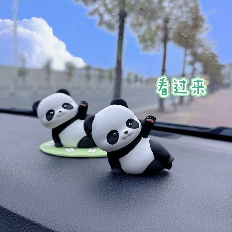 Ins-Style Cute Cartoon Panda Car Dashboard Ornament Car Aroma Diffuser Stone Gypsum Decoration Car Interior Accessories for Women