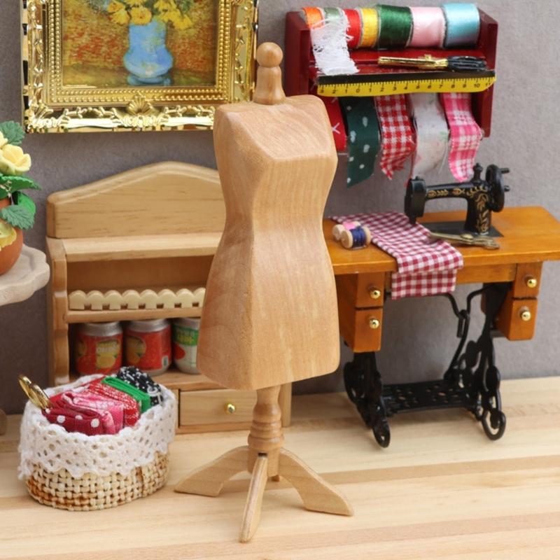 DIY Miniature Wooden Mannequin Sewing Studio Craft For Dollhouses Enthusiasts And Model Builders