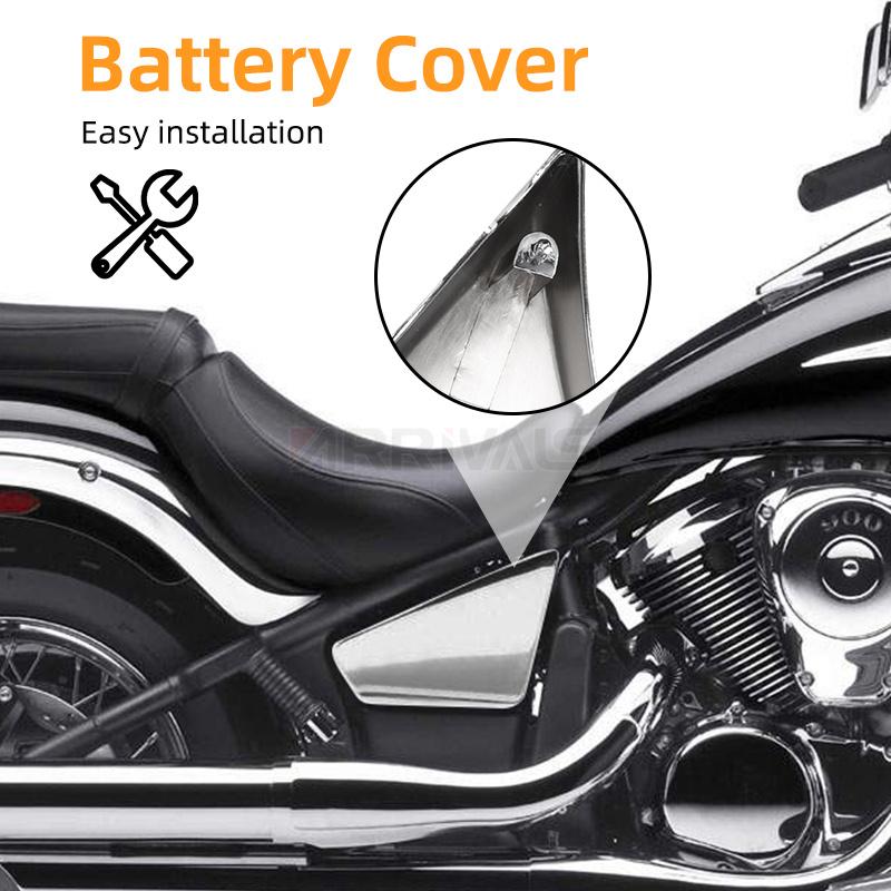 Motorcycle Chrome Left Right Battery Side Cover Fairing For Kawasaki Vulcan VN900 Classic Custom 2006-2020