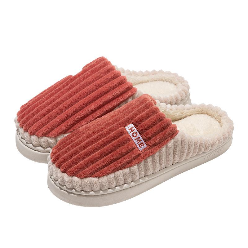 Cotton slippers home autumn and winter couple home cotton mop indoor non-slip cotton shoes velvet warm shoes
