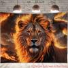 2D Plane, 1 Flame-tailed Lion Party Banner - Realistic Lion with a Fiery Background, Suitable for Photo Booth Backdrop