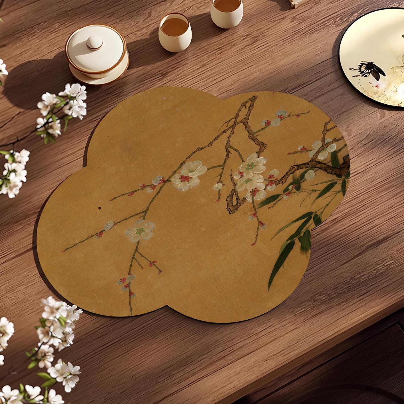 Vintage Absorbent Diatom Mud Tea Coaster: Non-slip Chinese Style Teacup Mat 20*30cm