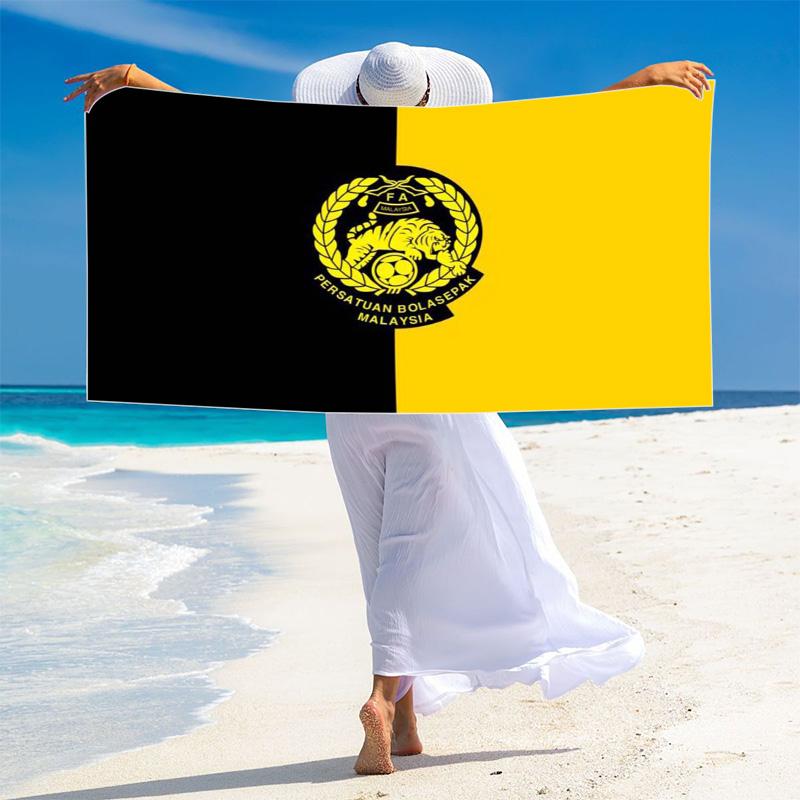 Malaysia Football Print Beach Towel, Large Soft Quick Dry Towel for Beach Camping Swimming