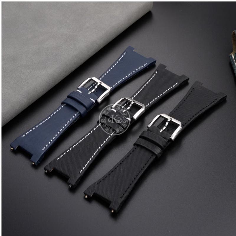 Nylon Leather Bottom Watchband For IWC Engineer Series IW500501 IW378507 Iw323601 Men's Watch Strap 30*16mm Notch Steel Buckle