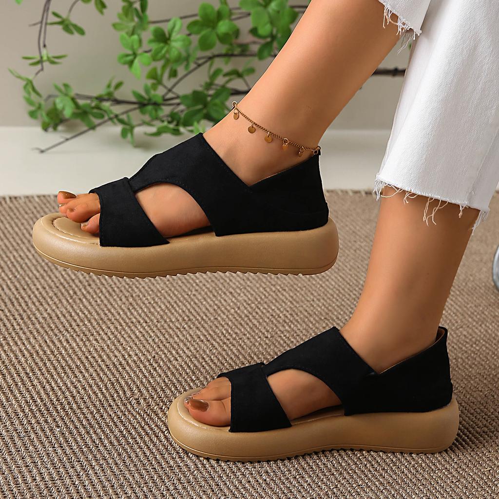 Women Roman Sandals Summer with One Strap Soft Bottom Sandals Beach Leisure Two-wear Flat Sandals Roman Shoes for Women