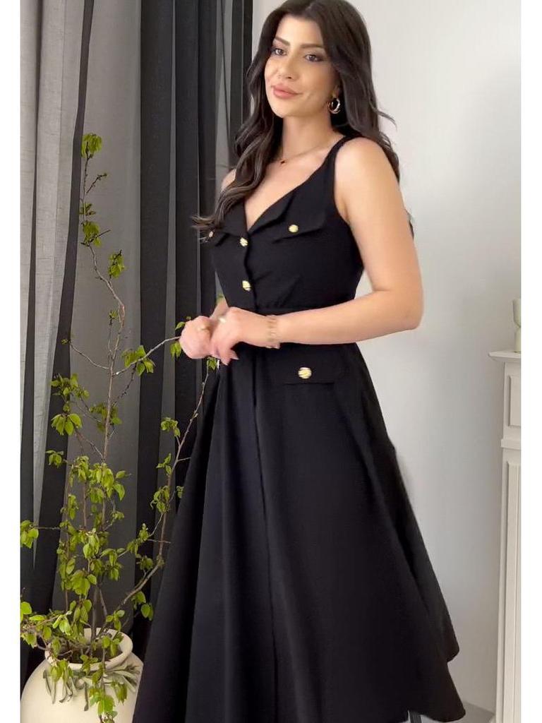 2025 Sommar Dam Ärmlös Enfärgad Bältad Aftonklänning