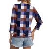 Women's 3/4 Sleeve Top Neck Hem V,Neck Summer Casual ,Shirt Plaid Printed Top