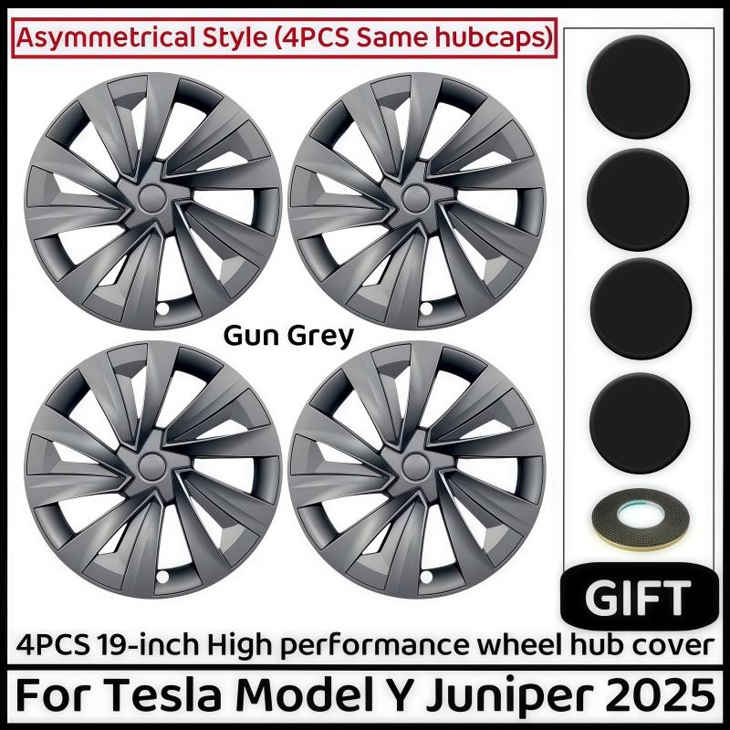 XINLIN 4PCS 19 Inch For Tesla Model Y Juniper 2025 Wheel Cover Performance Replacement Wheel Hub Cap Full Rim Cover Accessories TESLA&Model Y Juniper&19-Inch 2025