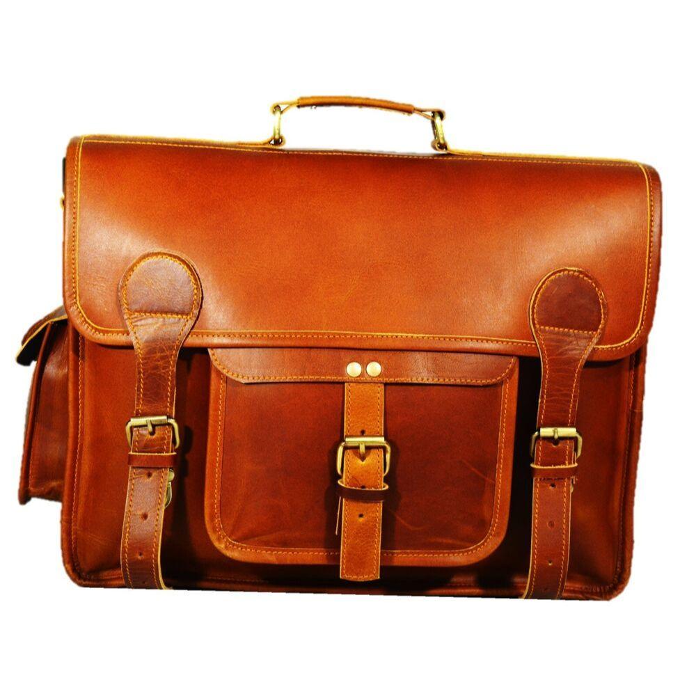 Мужская сумка-мессенджер из натуральной коричневой кожи из натуральной винтажной сумки — фото 4