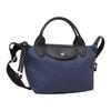 Longchamp Le Pliage Energy 17 Chiusura a Scatto con Zip Manico Corto Tela con Bordi in Pelle Mini Borsa a Spalla Borsa da Donna Blu 1500HSR006