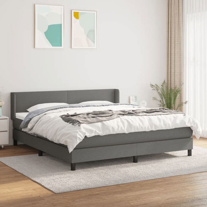 3129570 vidaXL Divan Bed with Mattress Dark Grey 180x200cm Fabric