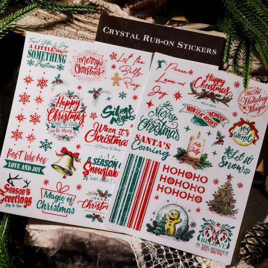 Yuletide Memories Stickers Rub-on Transfer Stickers Scrapbook Journal Stickers for Christmas