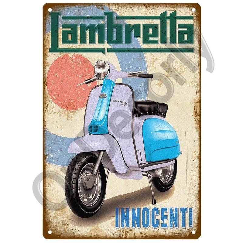 Lambretta Motor Plaque Metall Vintage Blechschild Shabby Chic Dekor Metallschilder Vintage Bar Dekoration Metall Poster Pub Metallplatte