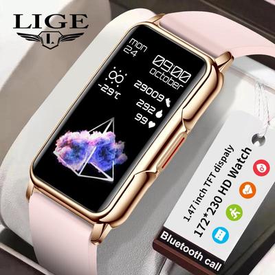 LIGE Смарт-часы с подключением через Bluetooth, телефон, музыка, фитнес, мужские умные часы, пульсометр, кислород в крови, водонепроницаемый спортивный умный браслет, женский