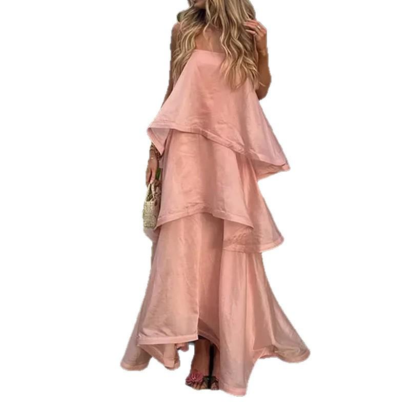 Women's spring new, European and American, fashionable and elegant casual loose suspender dress