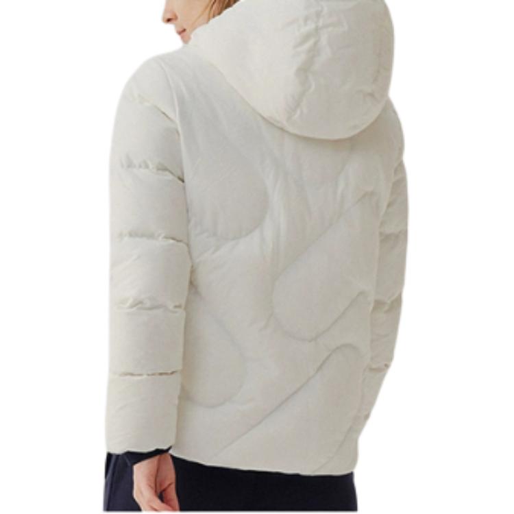 Fila Fleece Hooded Casual Long Sleeve Down Jacket Women Outerwear Standard-White F51W348919B-WT