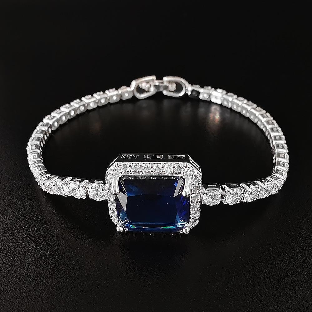 

Вдохновленный знаменитостями японский и корейский цирконовый браслет - Блестящий, простой и стильный дизайн для женщин и студентов синий