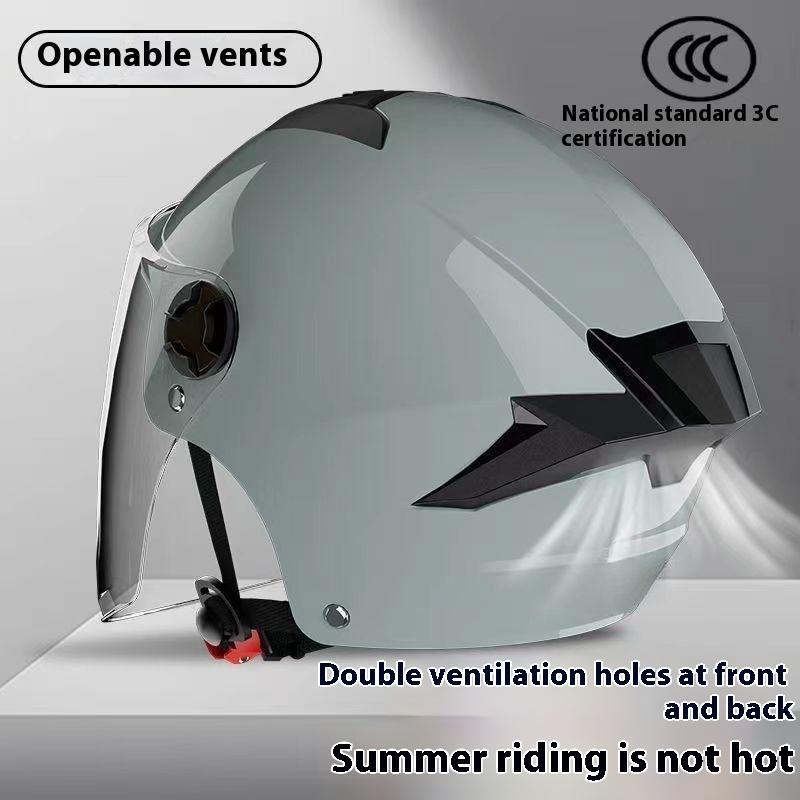 1 Bucată Bărbați Femei Cască Electrică cu Vizieră pentru Mersul pe Bicicletă Motocicletă Căști cu Oglindă Dublă Ventilație Patru Sezoane Cască de Siguranță Ajustabilă