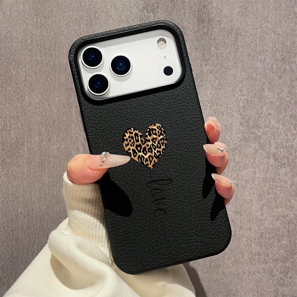 leopard print love Transparent Phone Case for iPhone 17E 16 16e 15 14 13 12 11 Pro Max 14 Plus 17 Air Cute Soft Case Cover